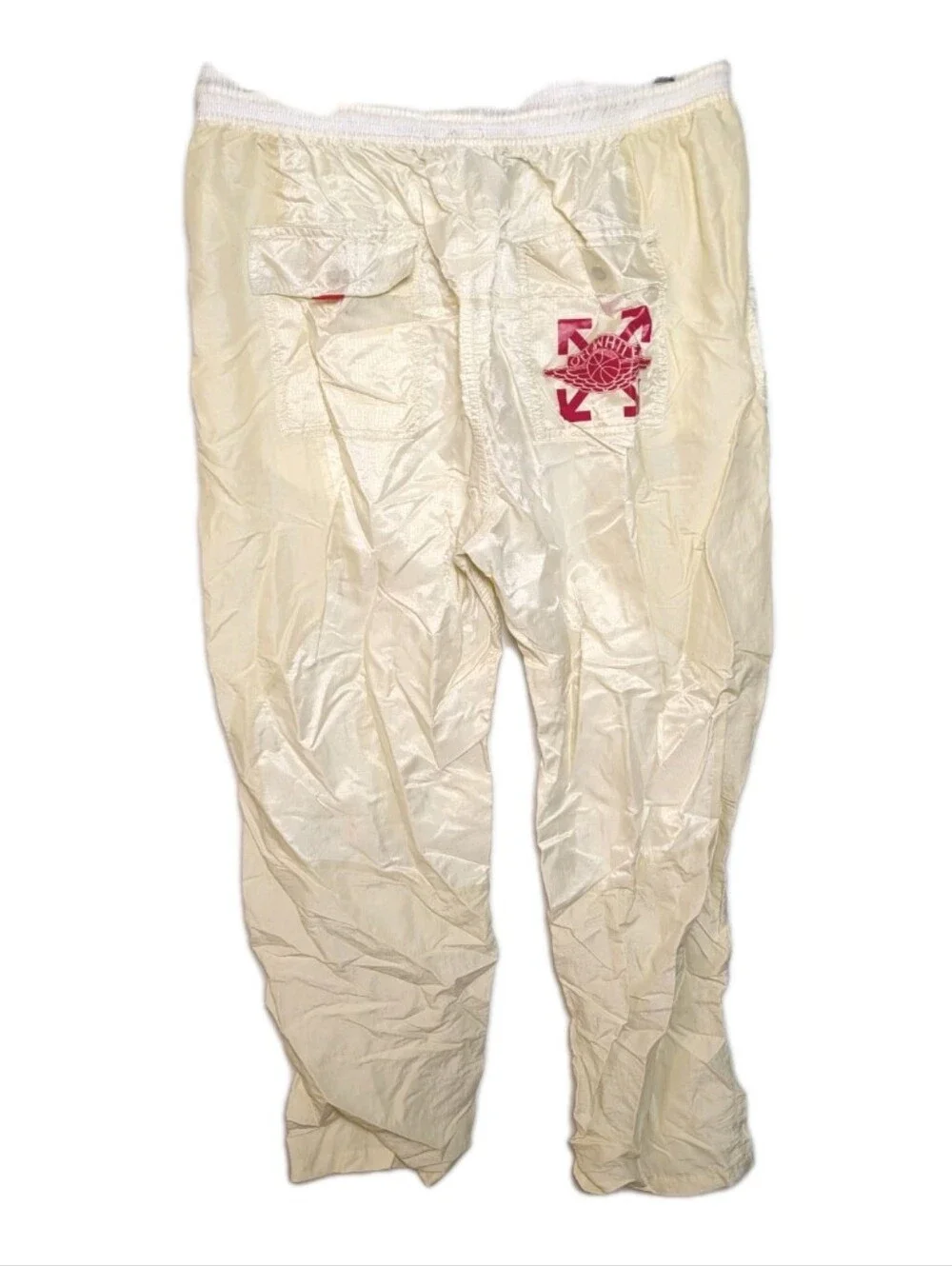 Jordan x Off-White Pants Mens Size Large Cream Nylon Track Pants Active